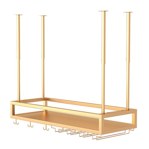 FDTMGW Rustikaler Eisenweinregal mit Verstellbarer Höhe für Bars und Küchen, die Weinglashalter für den verkehrten Speicher und Deckendekoration hängen von GFVARBNT(小さな店)