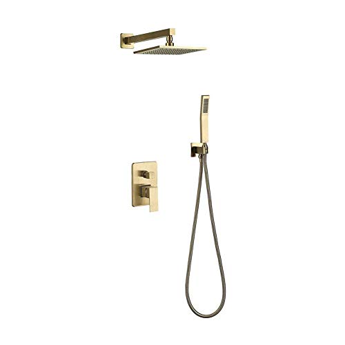 Goldenes Duschsystem, luxuriöser Bad Regenduschkopf mit Handdusche, Mixer -Dusche Combo Set, Messing Duscharmatur -Set mit Handdusche von GFVARBNT(小さな店)