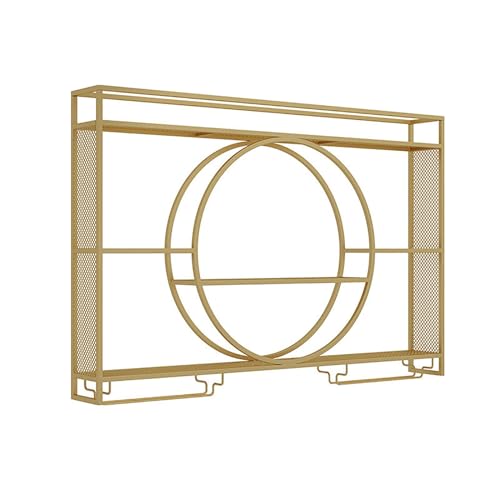 LED beleuchtete Moderne Wandmontage Weinregal mit schwimmenden Lagerregalen Bar Einheit Alkohol Flaschenausstellung mit hängenden Weinglashalter Küche Wohnzimmer Home Cafe Dekor Gold Finish 14 von GFVARBNT(小さな店)