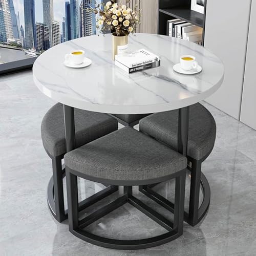GFXYQPDNV Büro-Empfangsraum-Clubtisch, Kaffeeküchen-Esstisch-Set für 4, runde Konferenztische, einfache Stühle und Frühstücksbar, platzsparend GFXYQPDNV Büro-Empfangsraum-Clubtisch, Kaffeeküchen-Esstisch-Set für 4, runde Konferenztische, einfache Stühle und Frühstücksbar, platzsparend von GFXYQPDNV