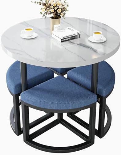 GFXYQPDNV Büro-Empfangsraum-Clubtisch, Kaffeeküchen-Esstisch-Set für 4, runde Konferenztische, einfache Stühle und Frühstücksbar, platzsparend von GFXYQPDNV
