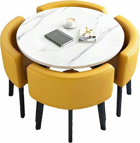 GFXYQPDNV Clubtisch für Büroempfangsräume, runde kleine Konferenztische und -stühle, einfaches Esstischset für die Küche, Freizeitkombination von GFXYQPDNV