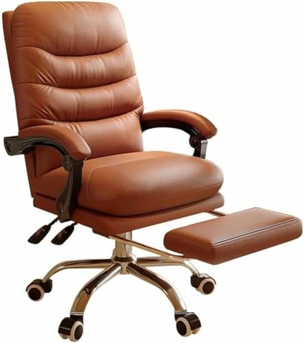 GFXYQPDNV Ergonomic Office Stuhl 360 ° Mit Fußstütze Drehleiste Lederstuhl Bequeme Gepolsterte Computer -Aufgabenstuhl Für Wohnzimmerarbeitsbereich Für Heimschlafzimmer von GFXYQPDNV