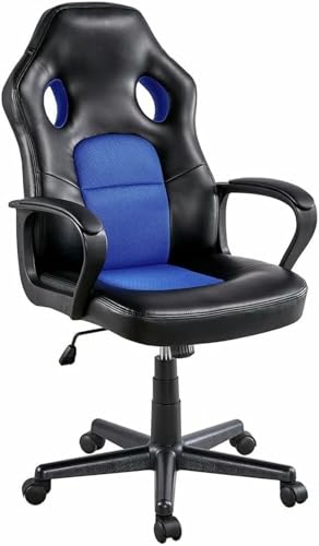 GFXYQPDNV Ergonomischer Ruhesessel für das Chefbüro mit Massage-Lendenwirbelstütze, Büroarmlehne für Computer, PU-Leder, E-Sport, Gamer mit einziehbarer Fußstütze von GFXYQPDNV