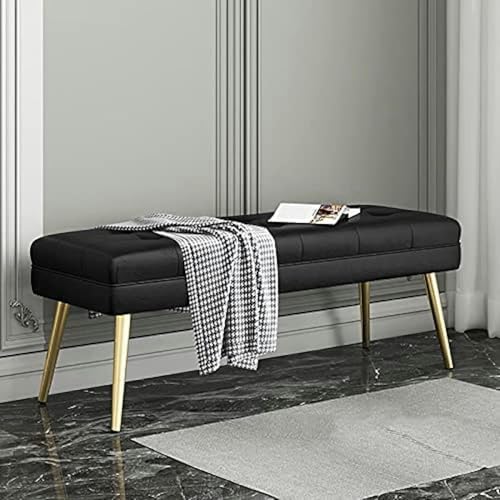 GFXYQPDNV Gepolsterte Sitzbank aus Kunstleder mit Metallbeinen, moderne Schlafzimmer-Bank, bequemer Fußhocker, Schuhbank, 1 Stück von GFXYQPDNV