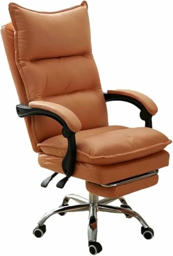 GFXYQPDNV Home Work Technology Drehbarer Schreibtisch aus Stoff, Computertisch mit Armlehnen und einziehbarer Fußstütze, ergonomische Rückenlehne für das Chefbüro, extra gepolsterter Computer von GFXYQPDNV