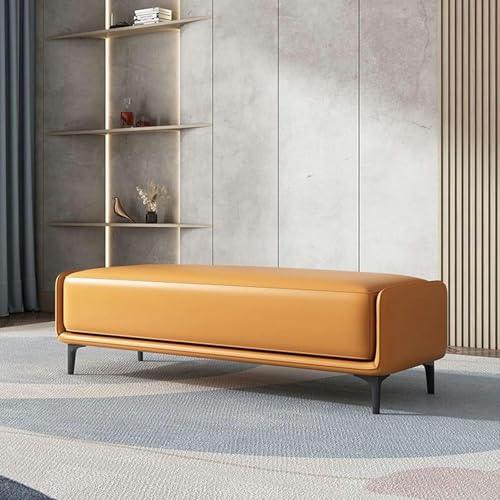 GFXYQPDNV Leder-Bank für Schlafzimmer, moderne gepolsterte Sitzbank, lange Eingangsbank, mit gepolstertem Sitz und Metallablage, für Badezimmer, Wohnzimmer, Foyer im Innenbereich, 1 Stück von GFXYQPDNV