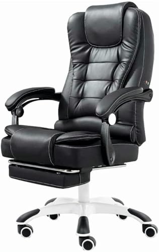 GFXYQPDNV PU-Leder-Chefbüro, ergonomischer Büroschreibtisch mit hoher Rückenlehne, Computer mit Lordosenstütze, hochklappbare Armlehne, drehbarer Drehmechanismus für Erwachsene, einziehbare Fußstütze von GFXYQPDNV