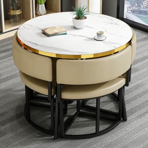 GFXYQPDNV Rundes Esstisch-Set, Kleiner Büro-Empfangsraum-Club und Stuhl, einfache Kaffeekonferenz für 4, Geschäftsverhandlungen, spart Platz GFXYQPDNV Rundes Esstisch-Set, Kleiner Büro-Empfangsraum-Club und Stuhl, einfache Kaffeekonferenz für 4, Geschäftsverhandlungen, spart Platz von GFXYQPDNV