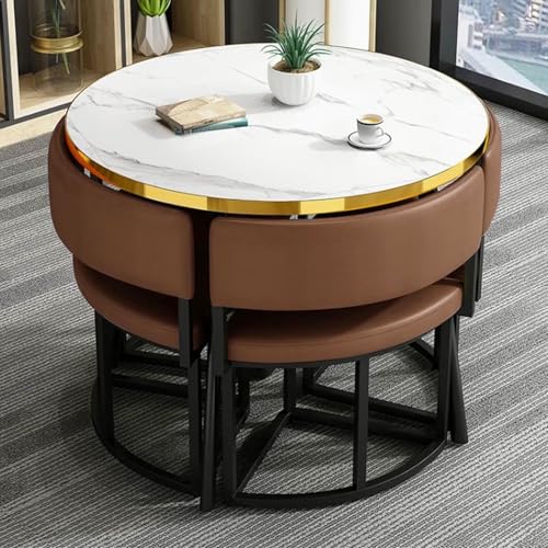 GFXYQPDNV Rundes Esstisch-Set, Kleiner Büro-Empfangsraum-Club und Stuhl, einfache Kaffeekonferenz für 4, Geschäftsverhandlungen, spart Platz GFXYQPDNV Rundes Esstisch-Set, Kleiner Büro-Empfangsraum-Club und Stuhl, einfache Kaffeekonferenz für 4, Geschäftsverhandlungen, spart Platz von GFXYQPDNV