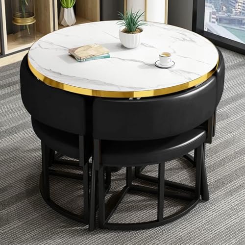 GFXYQPDNV Rundes Esstisch-Set, Kleiner Büro-Empfangsraum-Club und Stuhl, einfache Kaffeekonferenz für 4, Geschäftsverhandlungen, spart Platz GFXYQPDNV Rundes Esstisch-Set, Kleiner Büro-Empfangsraum-Club und Stuhl, einfache Kaffeekonferenz für 4, Geschäftsverhandlungen, spart Platz von GFXYQPDNV