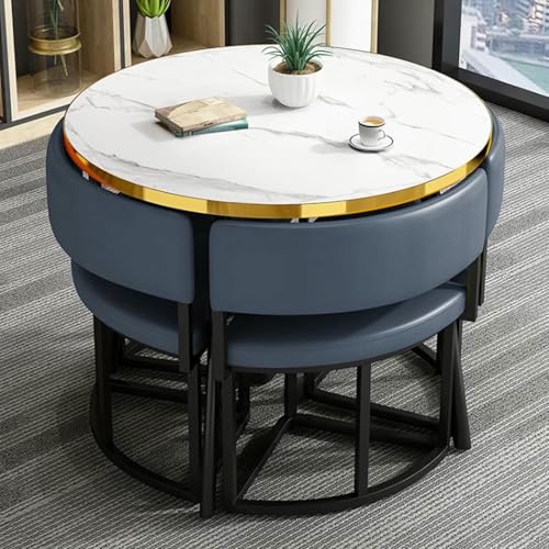 GFXYQPDNV Rundes Esstisch-Set, Kleiner Büro-Empfangsraum-Club und Stuhl, einfache Kaffeekonferenz für 4, Geschäftsverhandlungen, spart Platz GFXYQPDNV Rundes Esstisch-Set, Kleiner Büro-Empfangsraum-Club und Stuhl, einfache Kaffeekonferenz für 4, Geschäftsverhandlungen, spart Platz von GFXYQPDNV