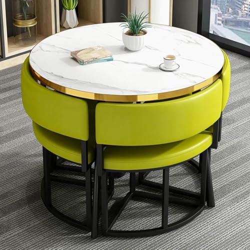 GFXYQPDNV Rundes Esstisch-Set, Kleiner Büro-Empfangsraum-Club und Stuhl, einfache Kaffeekonferenz für 4, Geschäftsverhandlungen, spart Platz GFXYQPDNV Rundes Esstisch-Set, Kleiner Büro-Empfangsraum-Club und Stuhl, einfache Kaffeekonferenz für 4, Geschäftsverhandlungen, spart Platz von GFXYQPDNV