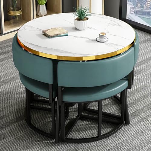 GFXYQPDNV Rundes Esstisch-Set, Kleiner Büro-Empfangsraum-Club und Stuhl, einfache Kaffeekonferenz für 4, Geschäftsverhandlungen, spart Platz GFXYQPDNV Rundes Esstisch-Set, Kleiner Büro-Empfangsraum-Club und Stuhl, einfache Kaffeekonferenz für 4, Geschäftsverhandlungen, spart Platz von GFXYQPDNV