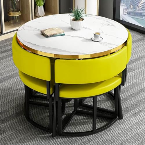 GFXYQPDNV Rundes Esstisch-Set, Kleiner Büro-Empfangsraum-Club und Stuhl, einfache Kaffeekonferenz für 4, Geschäftsverhandlungen, spart Platz GFXYQPDNV Rundes Esstisch-Set, Kleiner Büro-Empfangsraum-Club und Stuhl, einfache Kaffeekonferenz für 4, Geschäftsverhandlungen, spart Platz von GFXYQPDNV