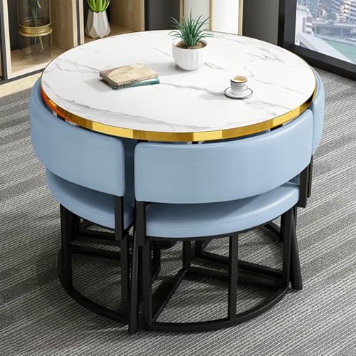 GFXYQPDNV Rundes Esstisch-Set, Kleiner Büro-Empfangsraum-Club und Stuhl, einfache Kaffeekonferenz für 4, Geschäftsverhandlungen, spart Platz GFXYQPDNV Rundes Esstisch-Set, Kleiner Büro-Empfangsraum-Club und Stuhl, einfache Kaffeekonferenz für 4, Geschäftsverhandlungen, spart Platz von GFXYQPDNV