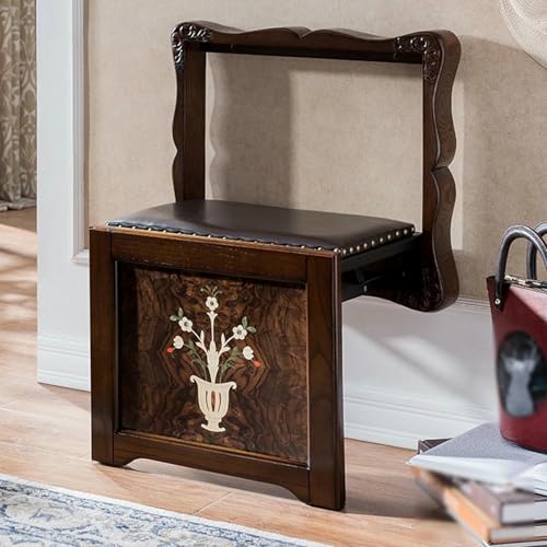 GFXYQPDNV Wandmontierter Schuhwechselhocker aus massivem Eichenholz, klappbarer, unsichtbarer Stuhl, versteckte Fußstütze, mit handgeschnitztem und mit Leder gepolstertem Fußhocker GFXYQPDNV Wandmontierter Schuhwechselhocker aus massivem Eichenholz, klappbarer, unsichtbarer Stuhl, versteckte Fußstütze, mit handgeschnitztem und mit Leder gepolstertem Fußhocker von GFXYQPDNV