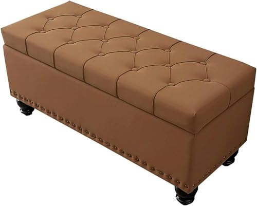 GFXYQPDNV Zusammenklappbarer rechteckiger Sofa-Hocker mit Stauraum und Klappdeckel, Schuhbank, Massivholzrahmen mit getufteter Oberseite, Schlafzimmer-Bett-End-Hocker, 1 Stück von GFXYQPDNV