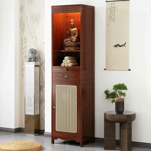 Persönlicher Schrein Altar -Tisch, Bambus Altar -Kabinett, Pooja -Kabinett, Buddhistischer Altar, Chinesisches Kabinetts -Podest -Angebotstisch, Meditationsaltar -Tisch Mit Schubladen Und Lagerung von GFXYQPDNV