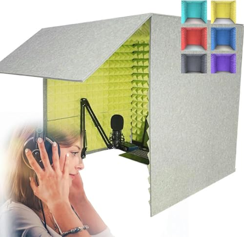 Tragbarer Schallschutzraum, Schallschutzgehäuse für den Schreibtisch, Mikrofon-Isolationsraumbox, faltbares Heim-Aufnahmestudio, Schallabsorptionsgehäuse, reduziert Echo und Nachhall (grau 80 x 80 x 8 von GFXYQPDNV