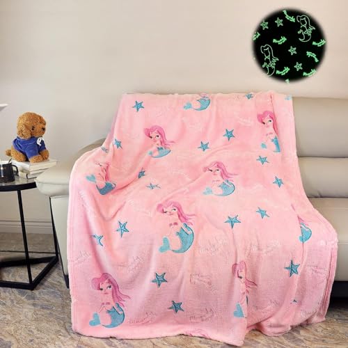 GFYFYZ Kuscheldecke Kinder Leuchtend Decke Im Dunkeln, Geburtsta üBerwurfdecke Flanelldecke Karikatur Pattern Decke Überwürfe Flauschig weiche Fluoreszierende Wohndecke für Couch,Bett,Camping von GFYFYZ