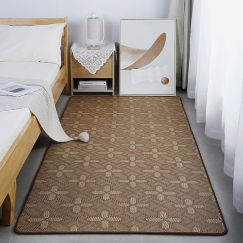 GGBOND Gewebte Rattan-Teppiche im japanischen Stil, Sommer-Bodenmatte, Wohnzimmerteppich, Nachttischmatte, Muster 100 x 200 cm von GGBOND