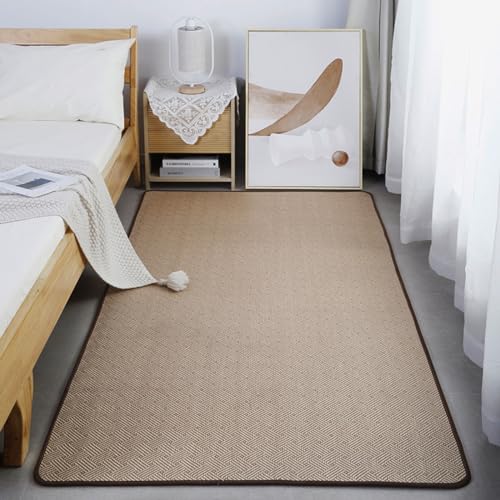 GGBOND Gewebte Rattan-Teppiche im japanischen Stil, Sommer-Bodenmatte, Wohnzimmerteppich, Nachttischmatte, Stoffmuster B, 100 x 180 cm von GGBOND