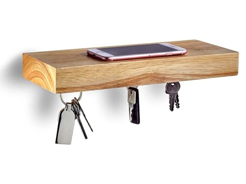 GGC Schlüsselbrett aus Holz mit Ablage I Schlüsselhalter Magnetisch I Moderne Deko aus Esche (Massiv-Holz) I Als Briefablage oder Schlüsselablage nutzbar (wie Schlüsselboard) I Key Holder von GGC