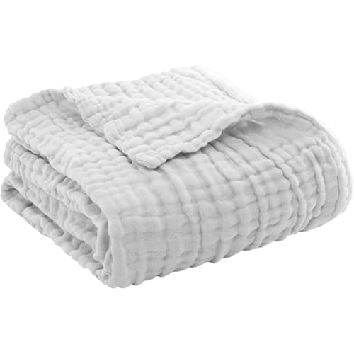 GGCYGG Musselin Decke Baumwolle Musselin-Decke, 6-Lagige Atmungsaktive überwurfdecke für Couch, Bett, Weich und Vorgewaschen, Ganzjahresdecke für Erwachsene(Light Gray,200cm*230cm) von GGCYGG