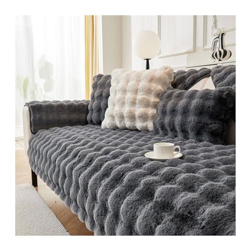GGCYGG Plüsch Sofabezug Weiche: Sofa Überzug Anti Rutsch 1/2/3/4 Sitzer, für U Form L Form Couch Überzug Sofaschoner, Waschbar Sofaüberwurfe Sofadecke(Dark Gray,90 * 160cm) von GGCYGG