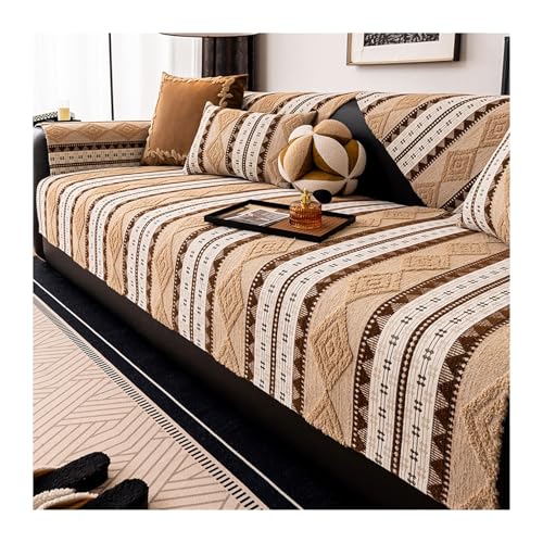 GGCYGG Sofa Überzug, Sofaschoner rutschfest: für Couch Überzug 1 2 3 4 Sitzer, Universelle Sofaüberwurf, Ecksofa, Waschbar und Haustierfreundlich Sofabezug(Light Brown,110 * 240cm) von GGCYGG