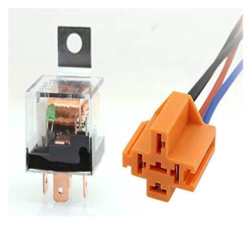 Auto Relais 12V/24V 4pin 5pin 80A Wasserdichte Hochleistungsrelais Scheinwerferlüfter Klimaanlage Transparent mit Licht mit Sockel(12v5pin With Socket) von GGDBJKUI