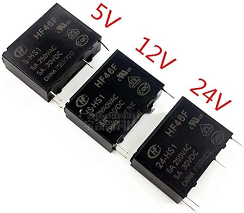 Relais 5PCS HF46F Relais 5A 4Pin HF46F-5-HS1 HF46F-12-HS1 HF46F-24-HS1 Leistungsrelais A Schließer 5 12 24 VDC 5A 250VAC(HF46F-24-HS1) von GGDBJKUI
