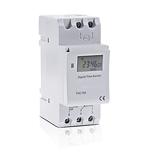 THC15A Mikrocomputer, elektronisch, programmierbar, digital, Zeitschaltuhr, Relaissteuerung, 12 V, 110 V, 220 V, 16 A, DIN-Schienenmontage (Farbe: Pu Tong Pai Zi, Größe: 12 V)(Xiang Yang Pai Zi,110V) von GGDBJKUI