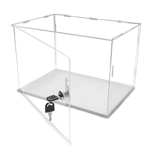 GGFFJ Vitrinen for Sammlerstücke mit Schloss, durchsichtige Vitrine mit weißem Boden (30 x 30 x 15 cm)(4x4x12in(10x10x30cm)) von GGFFJ