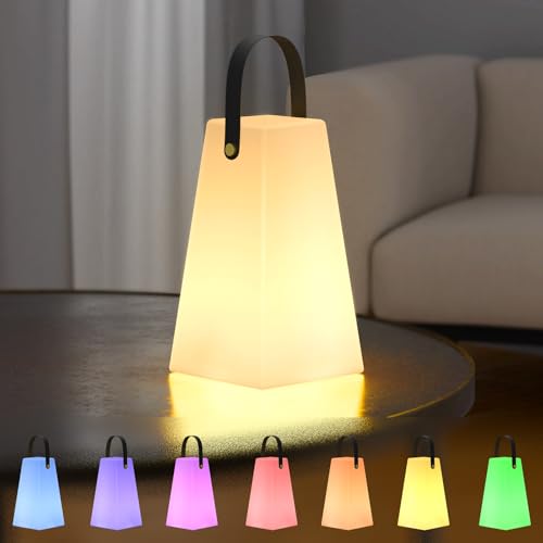 GGII LED Outdoor Lampe mit Fernbedienung Tragbare Tischlampe für Außen mit 8 Farben USB Wiederaufladbare Wasserdichtes Akku Lampe für Garten Aussen Schlafzimmer Bar Camping (Quadrat,16 x 26cm) von GGII