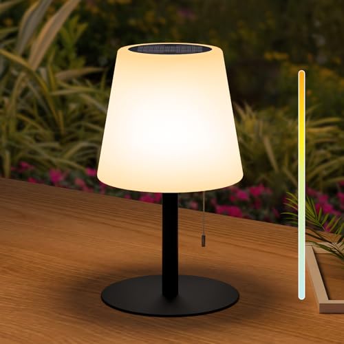 GGII Solar Tischlampe Outdoor LED Tischlampe Akku 2700-6000K Dimmbar Solarleuchte Outdoor 2in1 Solarladung&USB Aufladung Tischleuchte Kabellos IP44 Wasserdicht für Innen Außen Garten Balkon (Schwarz) GGII Solar Tischlampe Outdoor LED Tischlampe Akku 2700-6000K Dimmbar Solarleuchte Outdoor 2in1 Solarladung&USB Aufladung Tischleuchte Kabellos IP44 Wasserdicht für Innen Außen Garten Balkon (Schwarz) von GGII