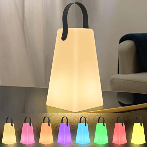 LED Outdoor Lampe mit Fernbedienung Tragbare Tischlampe für Außen mit 8 Farben USB Wiederaufladbare Wasserdichtes Akku Lampe für Garten Aussen Schlafzimmer Bar Camping (Runden) von GGII