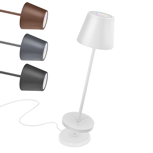 Led Tischleuchte Kabellos, Tischlampe Kabellos mit Touch Control, Led Akku Tischleuchte, Tischlampe Akku Batteriebetrieben USB Lampe Outdoor mit 8 Farben für Bar Restaurant Garten Camping (Weiß) von GGII