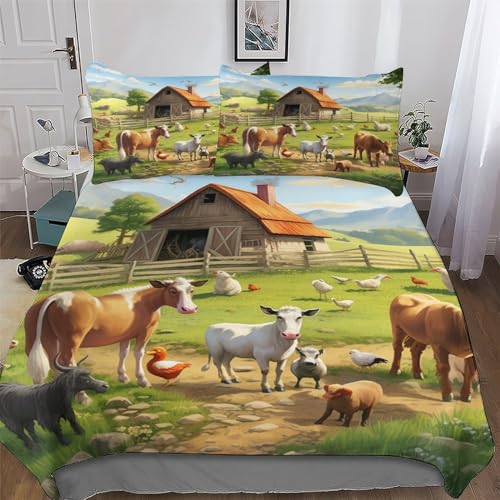 GGJJTT Bauernhof Tier Deckenbezu Mikrofaser Bettbezug Bettwäsche Set 2 teilig Mit Kissenbezüge Für Erwachsene Teenager Kinder Bettbezüge Single135x200cm GGJJTT Bauernhof Tier Deckenbezu Mikrofaser Bettbezug Bettwäsche Set 2 teilig Mit Kissenbezüge Für Erwachsene Teenager Kinder Bettbezüge Single135x200cm von GGJJTT