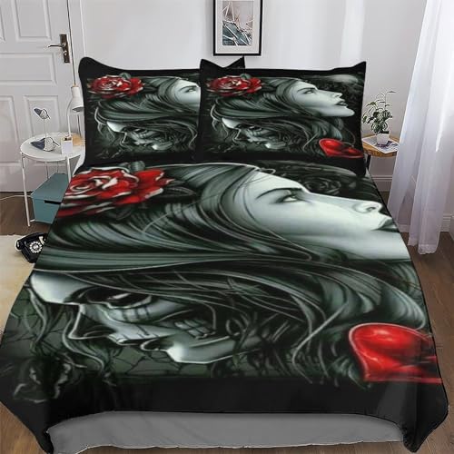 Gothic Totenkopf Bettwäsche Angenehme Bettbezüge, Mikrofaser Bettdeckenbezug, Erwachsene Kinder 2teilig Bettbezug + Kissenbezug Single135x200cm Gothic Totenkopf Bettwäsche Angenehme Bettbezüge, Mikrofaser Bettdeckenbezug, Erwachsene Kinder 2teilig Bettbezug + Kissenbezug Single135x200cm von GGJJTT