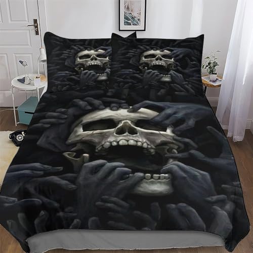Gothic Totenkopf Bettwäsche - Bettbezüge Aus Atmungsaktivem Mikrofaser, Superweiches Bettbezug Set 2 teilig Mit Kissenbezug Single135x200cm Gothic Totenkopf Bettwäsche - Bettbezüge Aus Atmungsaktivem Mikrofaser, Superweiches Bettbezug Set 2 teilig Mit Kissenbezug Single135x200cm von GGJJTT