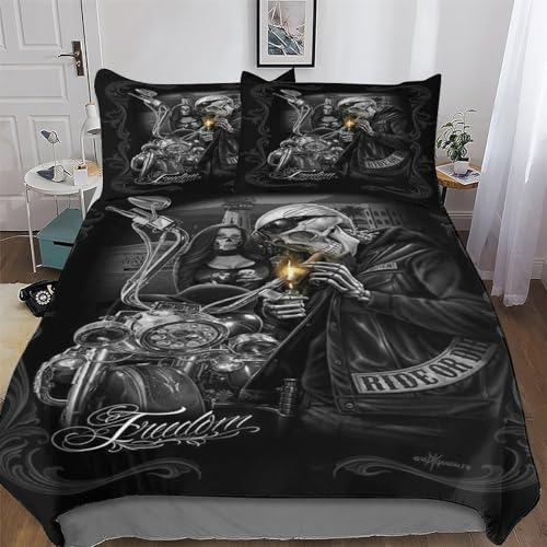 Gothic Totenkopf Bettwäsche Set Soft Bettbezüge 2teilig, Jungen Mädchen Bettwaren, Mikrofaser Angenehme Bettbezug + Kissenbezug Single135x200cm Gothic Totenkopf Bettwäsche Set Soft Bettbezüge 2teilig, Jungen Mädchen Bettwaren, Mikrofaser Angenehme Bettbezug + Kissenbezug Single135x200cm von GGJJTT