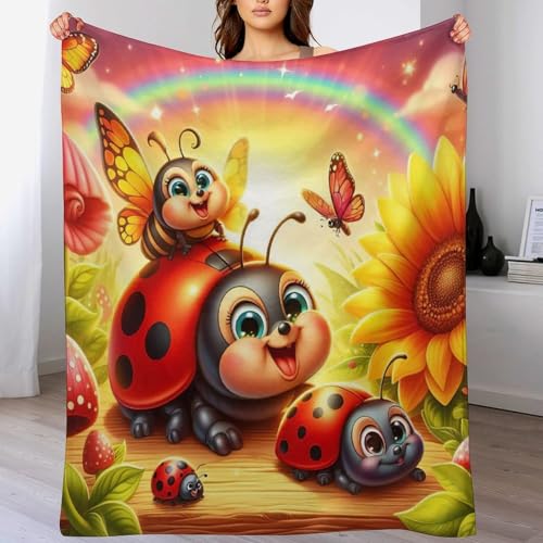 Marienkäfer Decke Wohndecken, Warm Sofadecke/Couchdecke Aus Flannel, Fleecedecke Als Sofaüberwurf Oder Wohnzimmerdecke 100×130cm Marienkäfer Decke Wohndecken, Warm Sofadecke/Couchdecke Aus Flannel, Fleecedecke Als Sofaüberwurf Oder Wohnzimmerdecke 100×130cm von GGJJTT