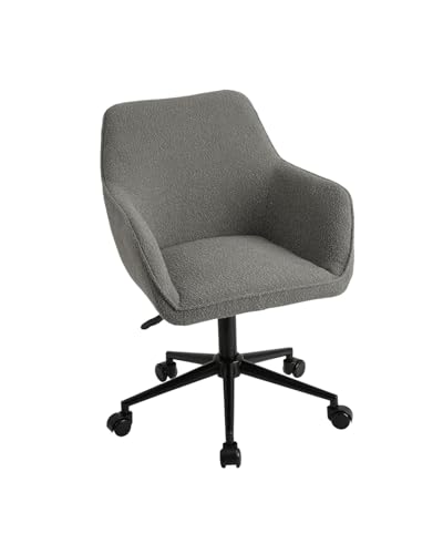 GGK Möbel Bürostuhl 150 kg ergonomisch Schreibtischstuhl grau höhenverstellbarer 10 cm Drehstuhl Metallgestell mit Rollen Bürosessel Schminktisch Stuhl für Schlafzimmer & Wohnzimmer von GGK Möbel