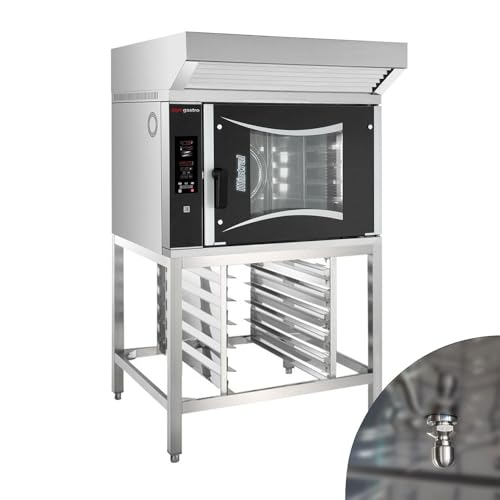 GGM Gastro | EHLDB664#HM#HU9 | Bäckerei-Kombidämpfer - Digital - 6X EN 600x400 - inkl. Haube, Untergestell & Waschsystem von GGM Gastro