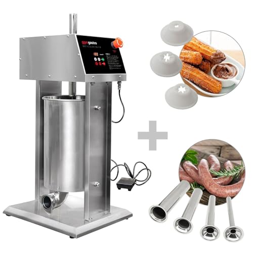GGM Gastro | EWFMH15 | Elektrischer Wurstfüller & Churro-Maschine - 15 Liter - 90 Watt - Edelstahl - inkl. 4 Wurstfüller- & 3 Churro-Aufsätze von GGM Gastro