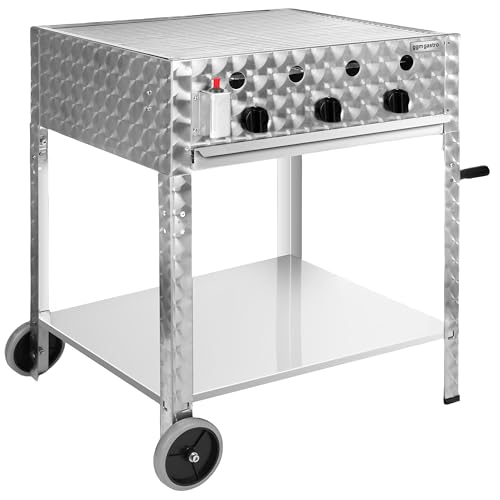 GGM Gastro | GGB3 | Gasgrill - 10 kW - 3 Brenner - inkl. mobilem Untergestell, Grillrost & Blech von GGM Gastro