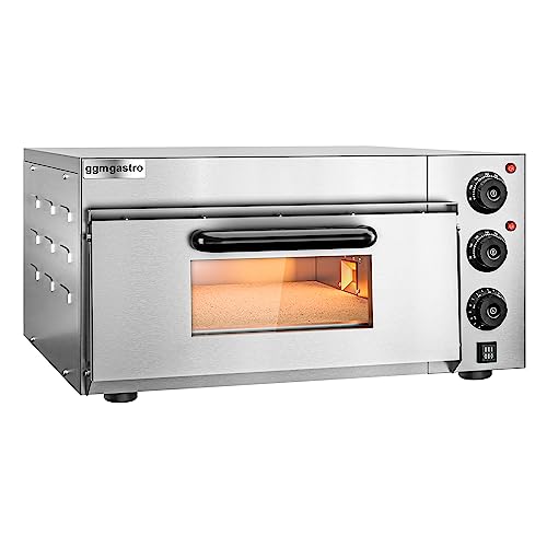 GGM Gastro Compact Elektrischer Mini-Pizzaofen - Manuelle Steuerung - 4 x 20cm Kapazität - Einstellbare Temperatur bis 350 °C - 2 kW - Edelstahl - PEKG20 von GGM Gastro