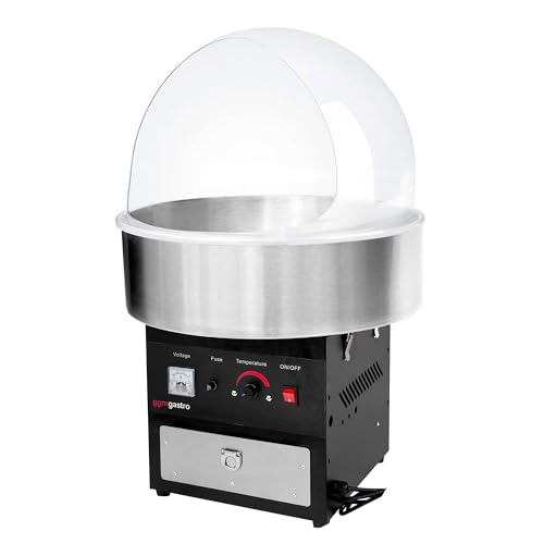 GGM Gastro | ZWJ950S#SPSZWJ | Zuckerwattemaschine - Ø 520mm - 950 Watt - Schwarz - inkl. Hygieneschutz von GGM Gastro
